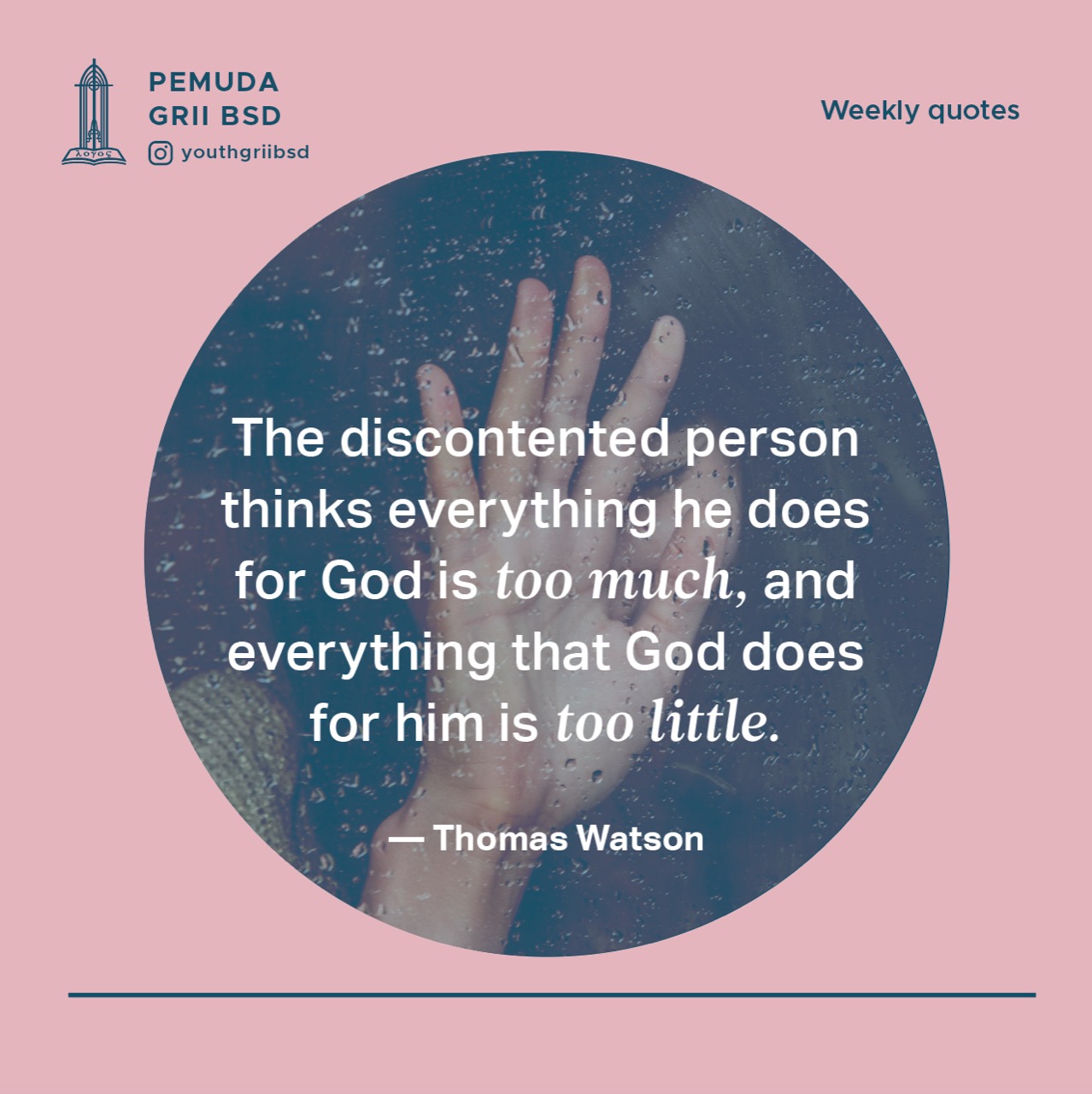 The discontented person thinks everything he does for God is too much, and everything that God does for him is too little.